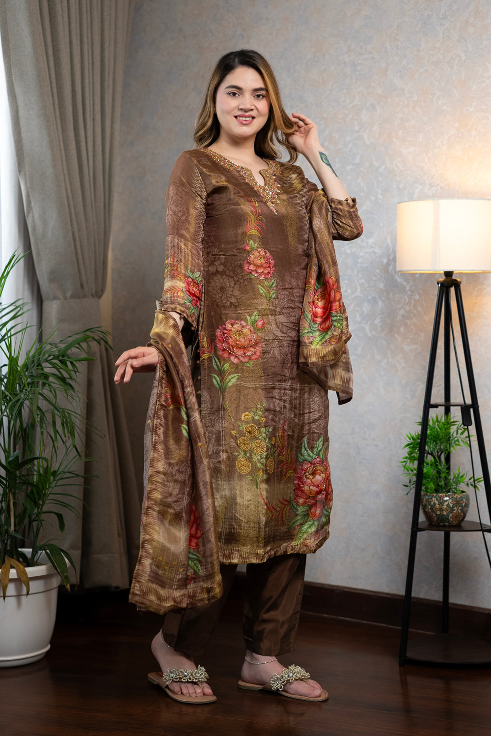 Bronze Floral Kurta Set