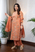 Orange Floral Kurta Set