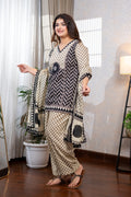 Black & Beige Zigzag Suit Set
