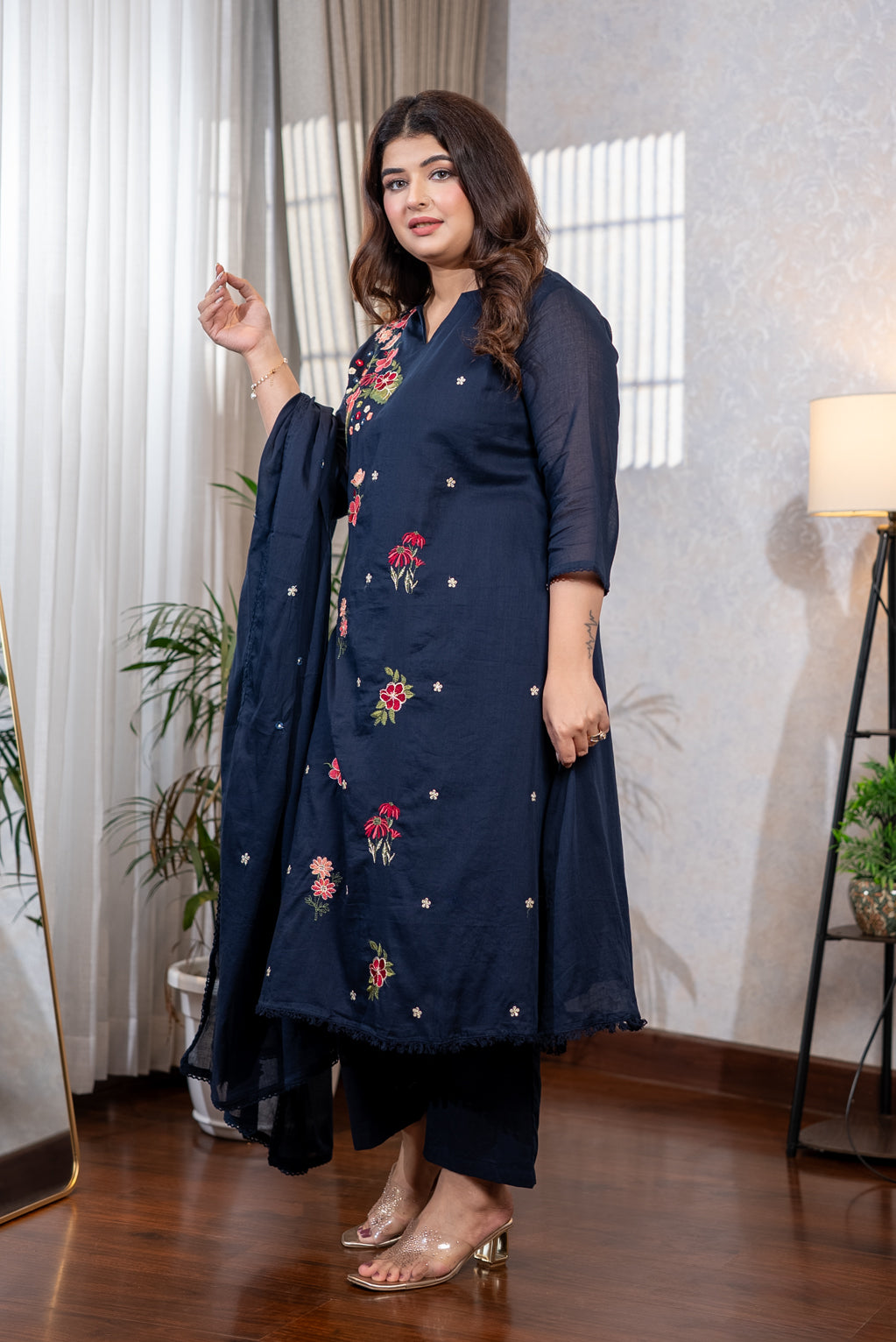 Navy Wildflower Suit Set