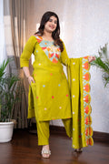 Lime Green Kashmiri Embroidered Suit Set