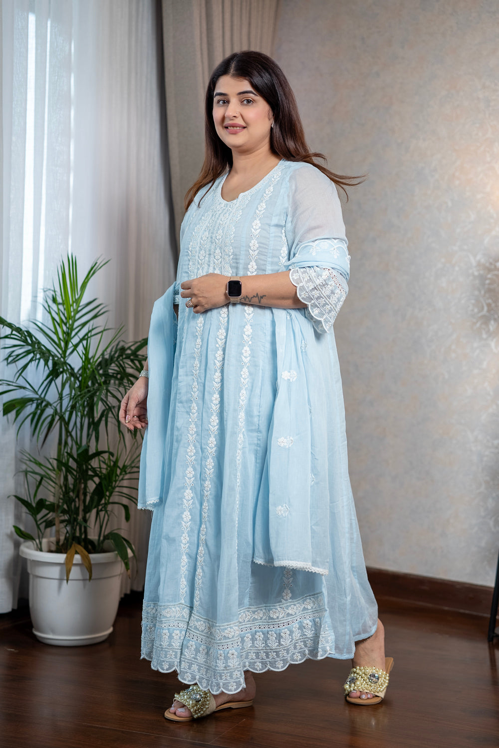 Sky Mul Cotton Kurta Set