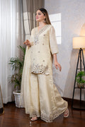 Cream Mirror Work Palazzo Set