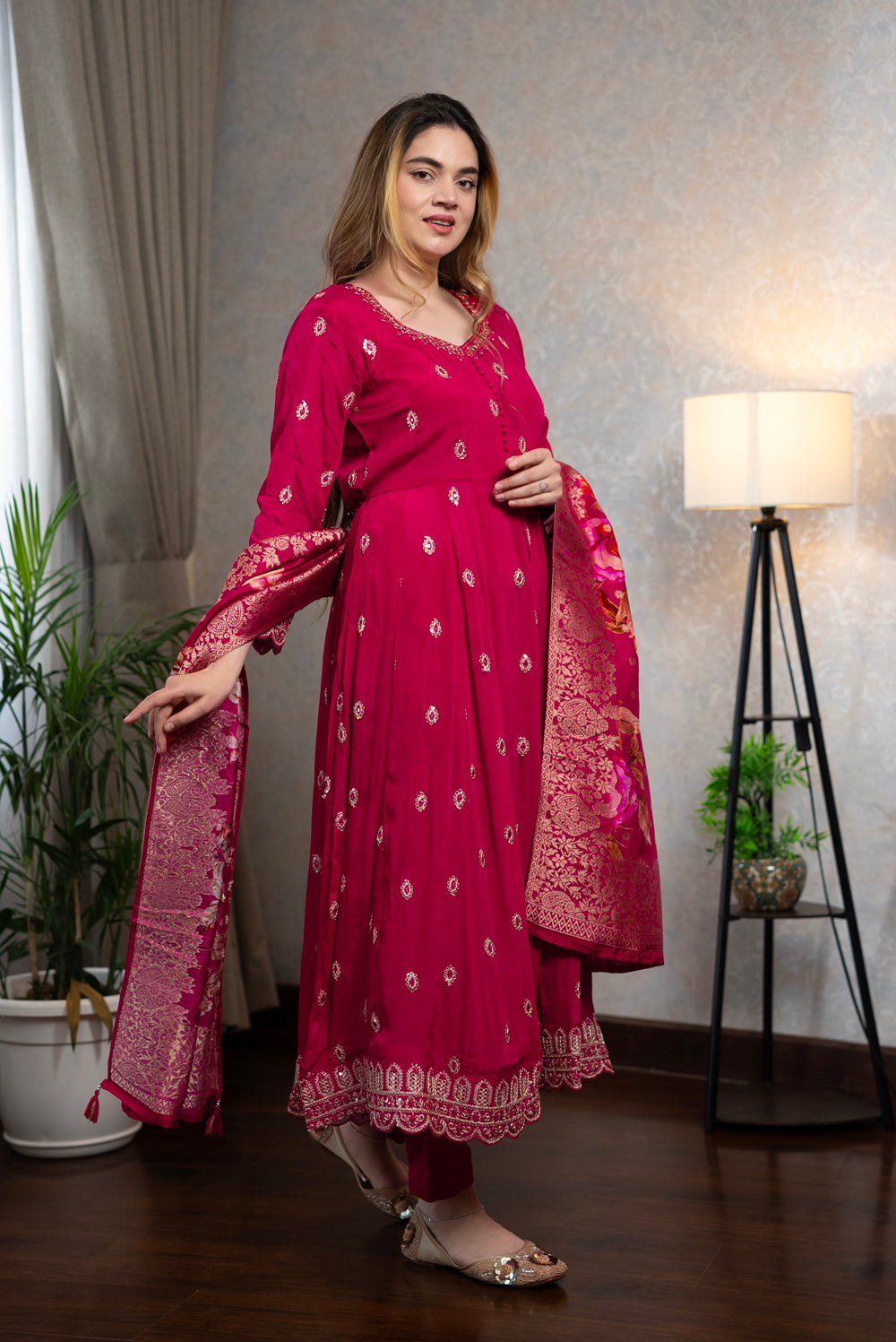 Fuchsia Anarkali Suit Set