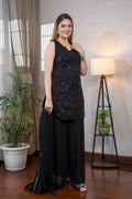 Black Georgette Sequin Sharara Suit Set