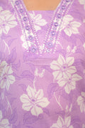 Lavender Floral Print Suit Set
