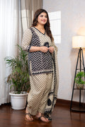 Black & Beige Zigzag Suit Set