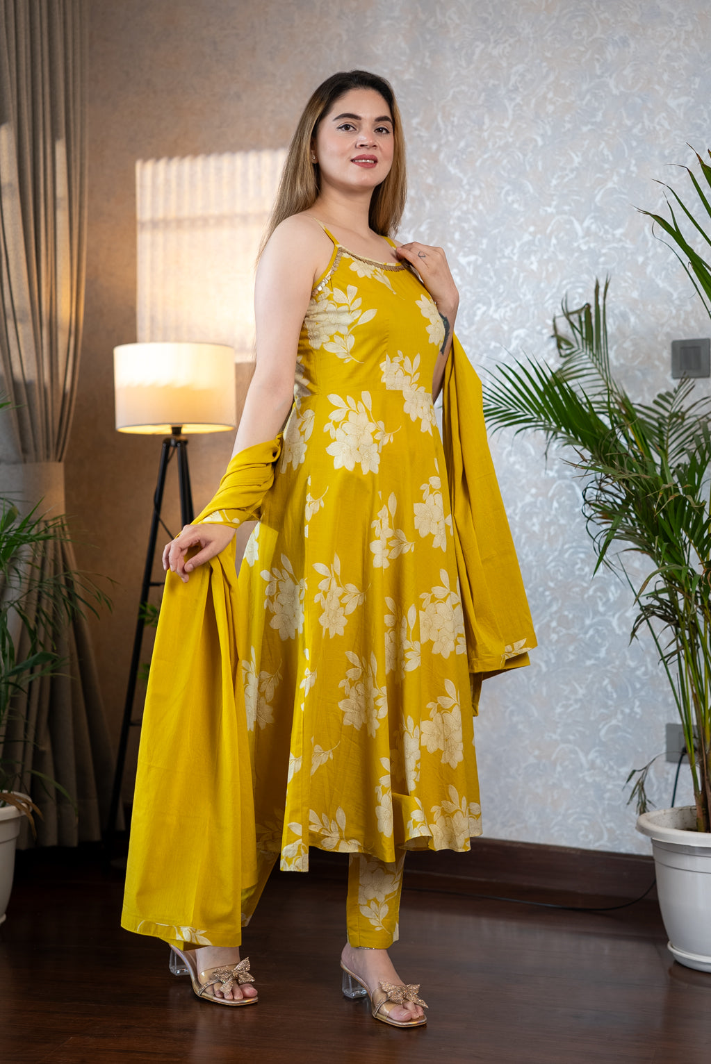 Yellow Anarkali Suit Set
