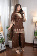 Chocolate Brown Embroidered Suit Set