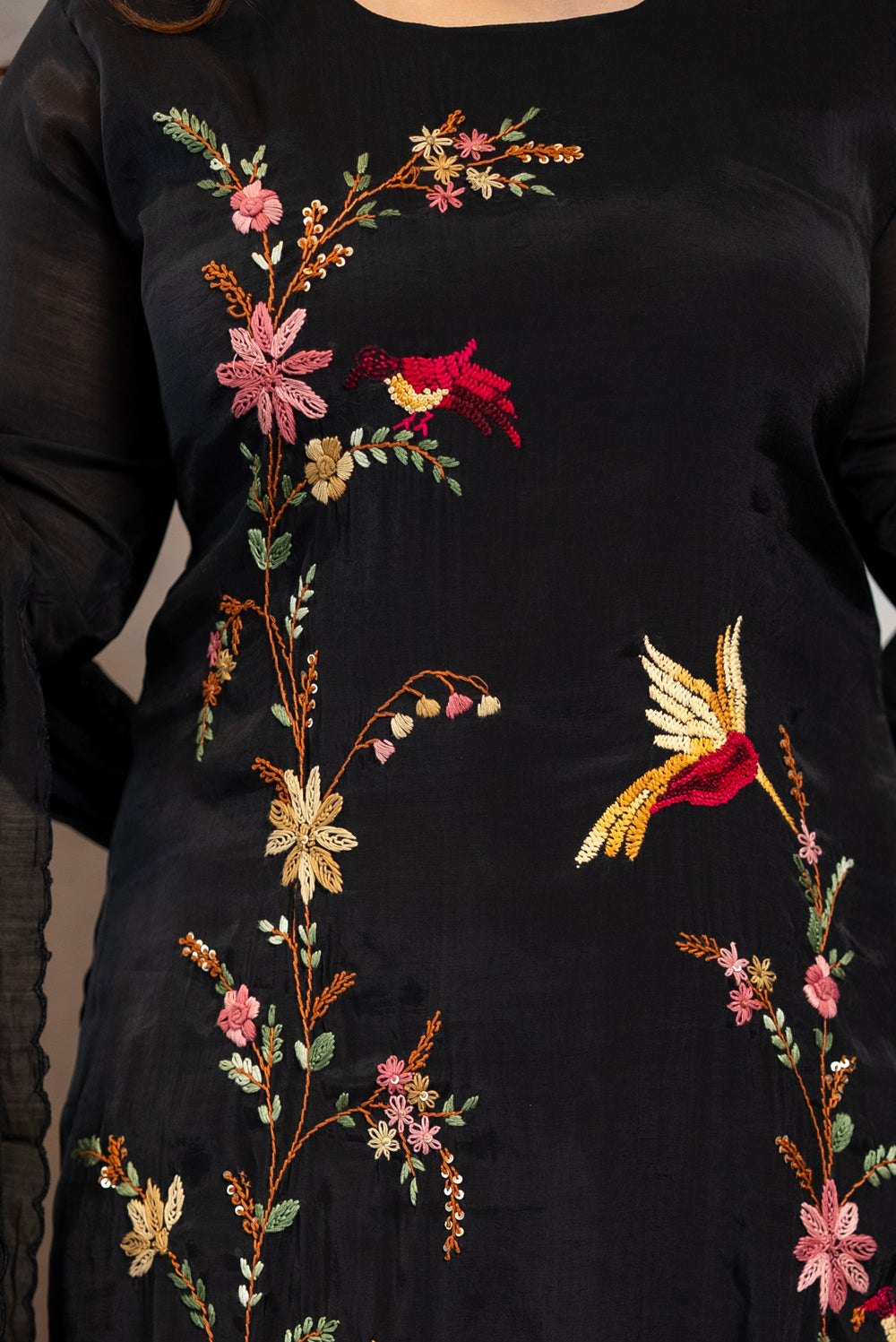 Handwork Mul Chanderi Kurta Set