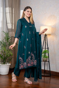 Teal Handwork Paisley Suit Set