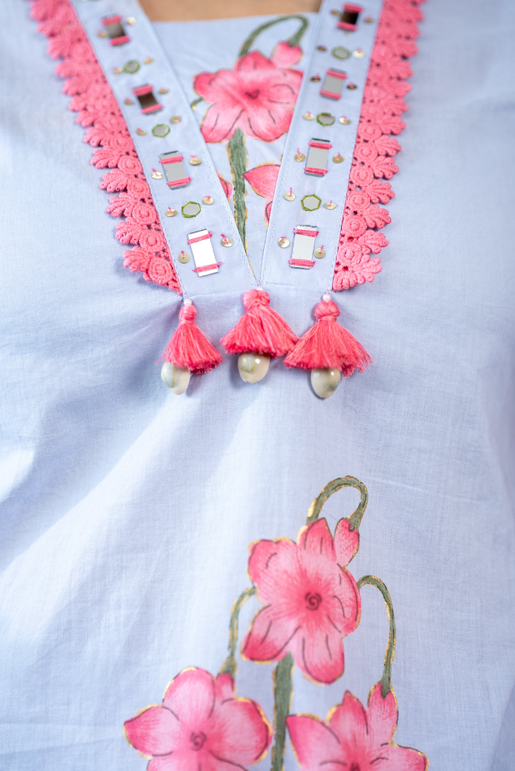 Sky Pure Cotton A Line Suit Set