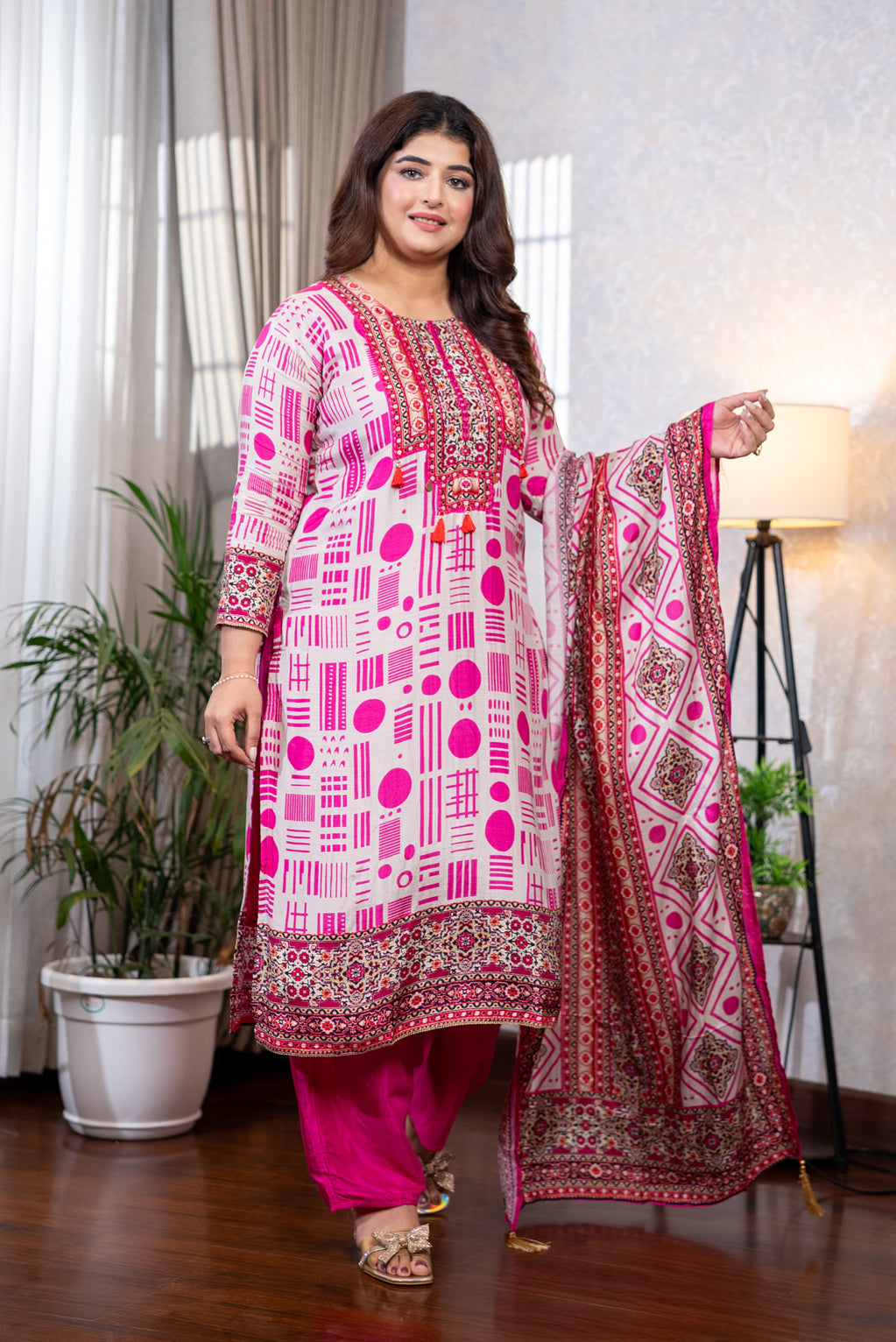 Pink Muslin Suit Set