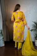 Mustard Crepe Kurta Set