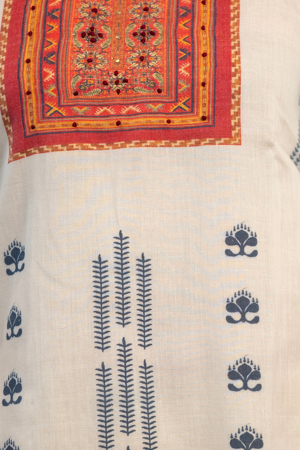 White Block Print Kurta Set