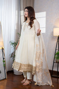 Dove White Anarkali Suit Set