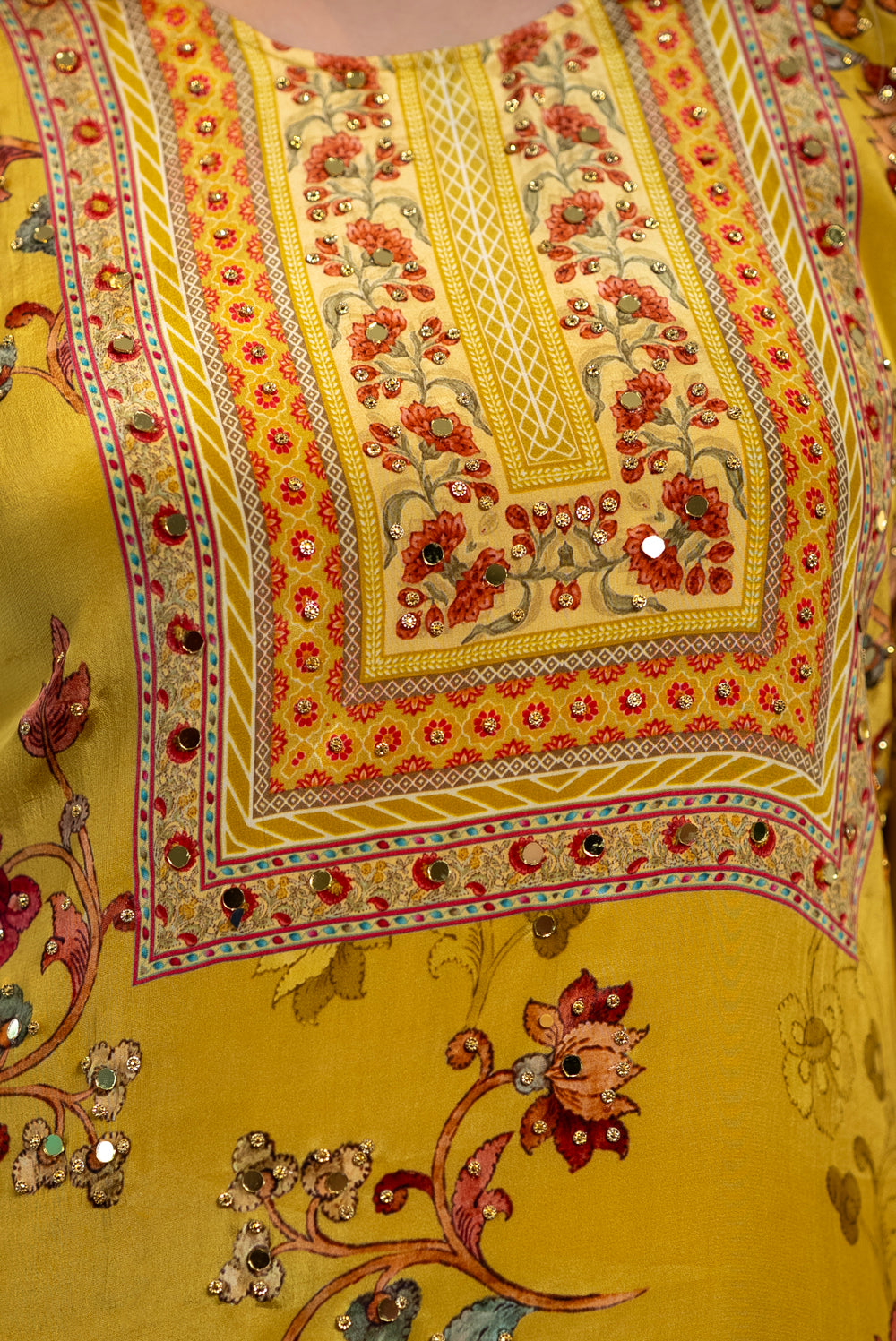 Mustard Crepe Kurta Set