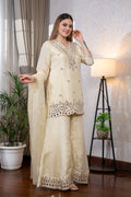 Cream Mirror Work Palazzo Set