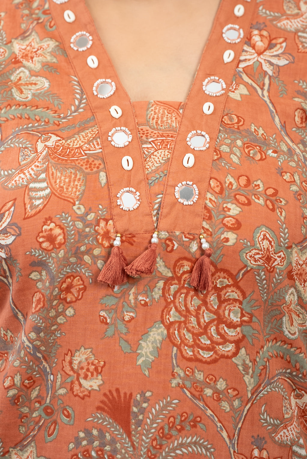 Orange Floral Kurta Set