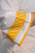 White & Yellow Embroidered Farshi Suit Set