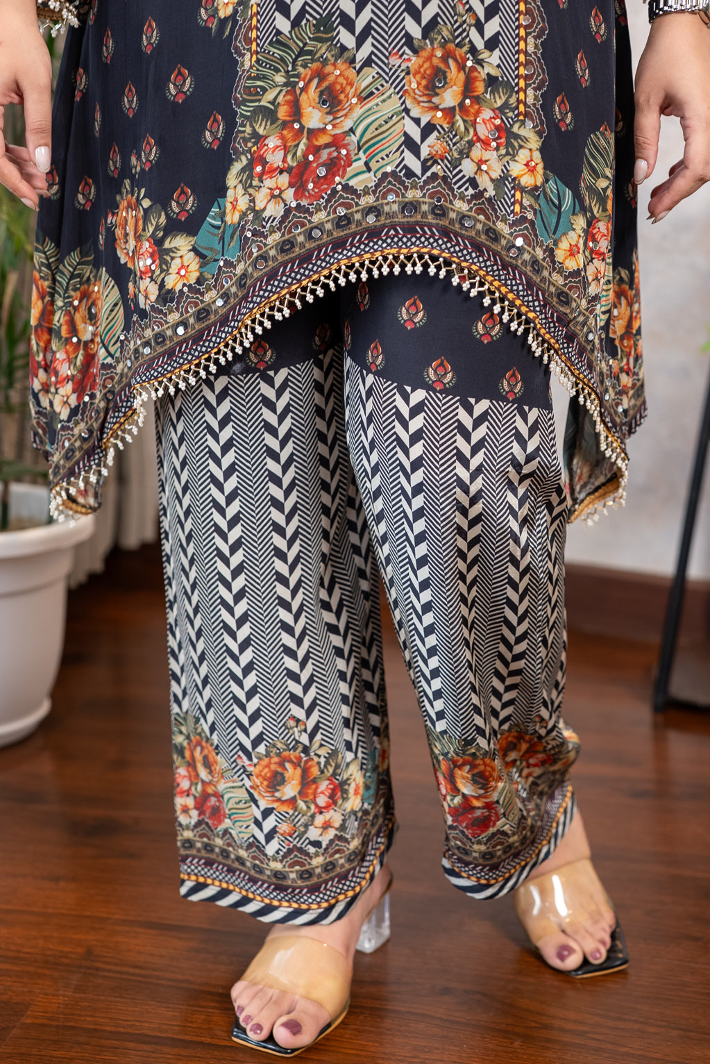 Charcoal Black Bloom Co-ord Set