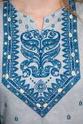 Blue Pure Cotton Straight Suit Set