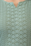 Sage Green Lucknowi Embroidery Suit Set