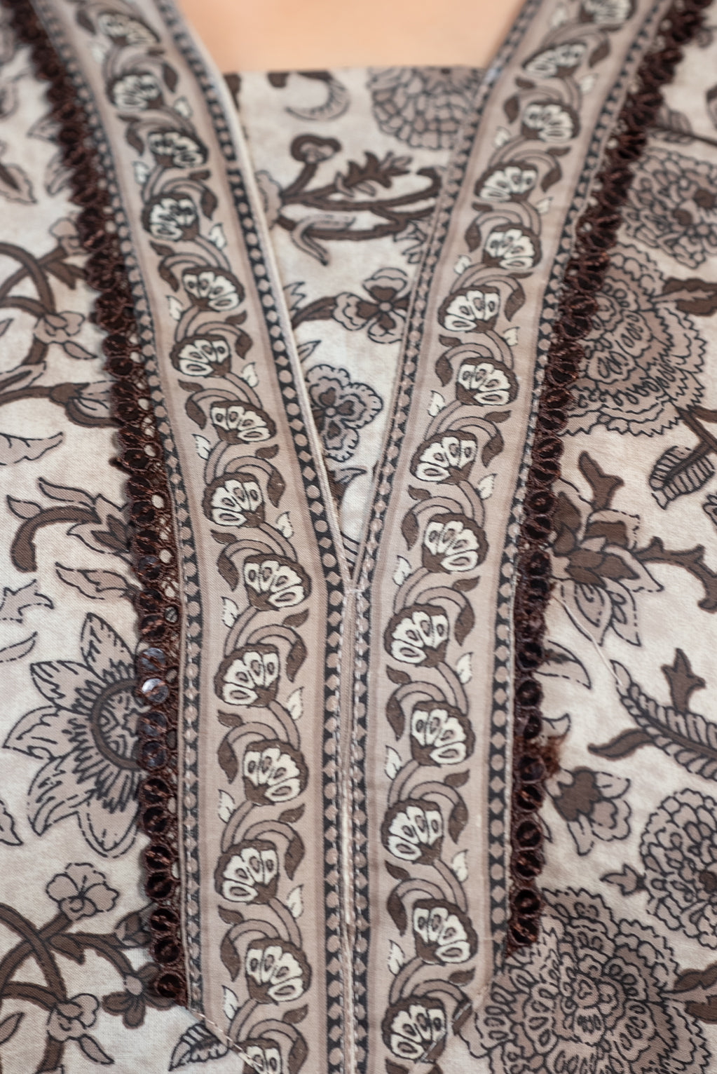 Farshi Salwar Chocolate Brown Print Suit Set