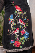 Black Botanical Bird Suit Set