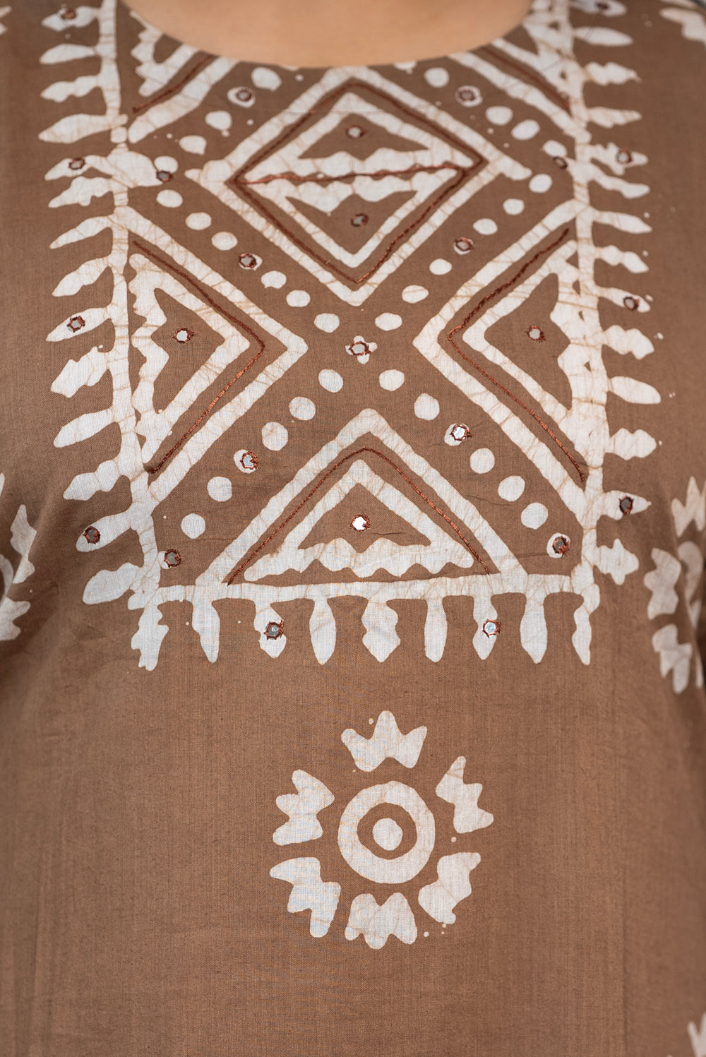 Mocha Motif Kurta Set