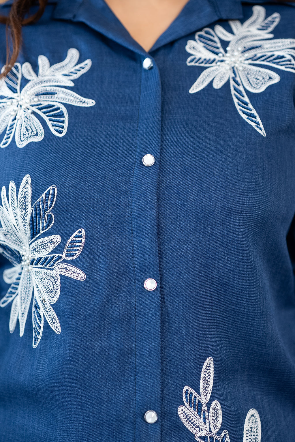 Navy Cotton Linen Co-ord Set