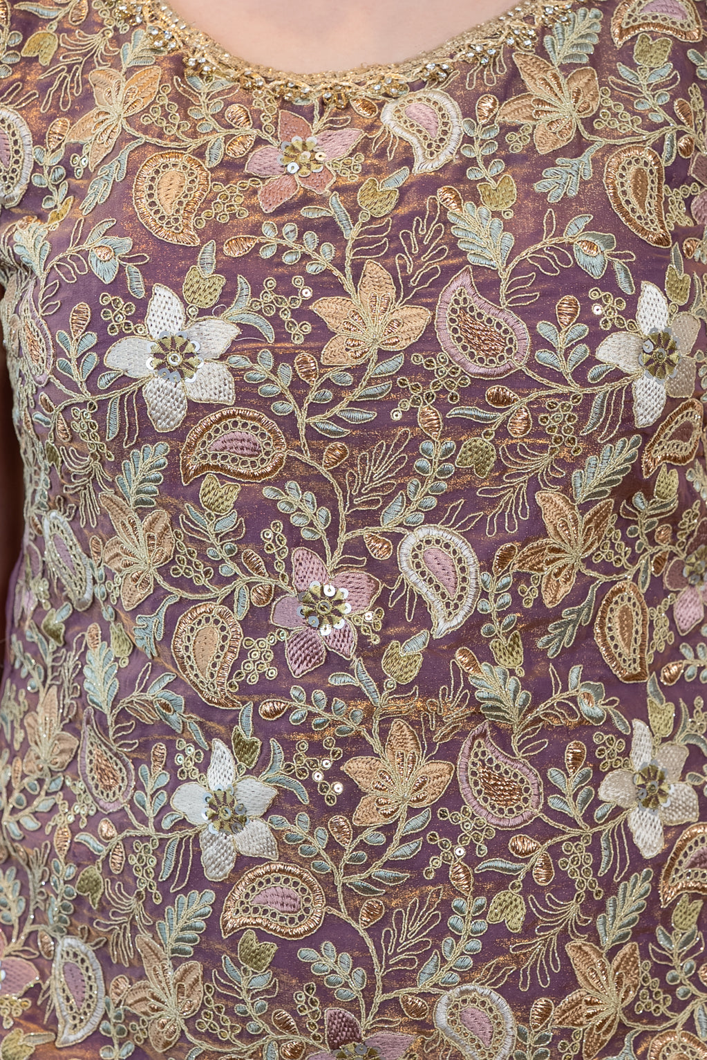 Lilac Embroidered Sharara Suit Set