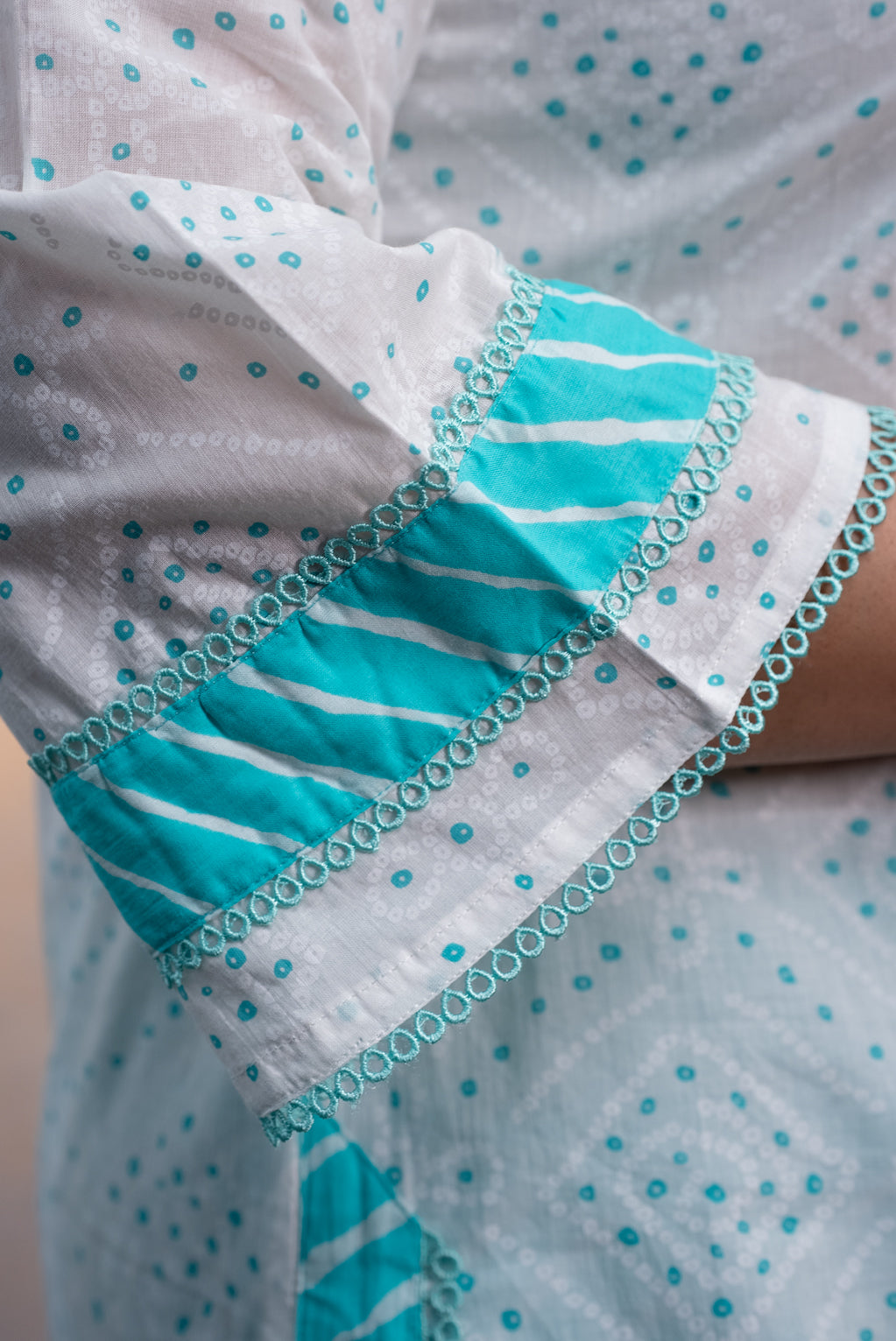 White & Aqua Embroidered Farshi Suit Set