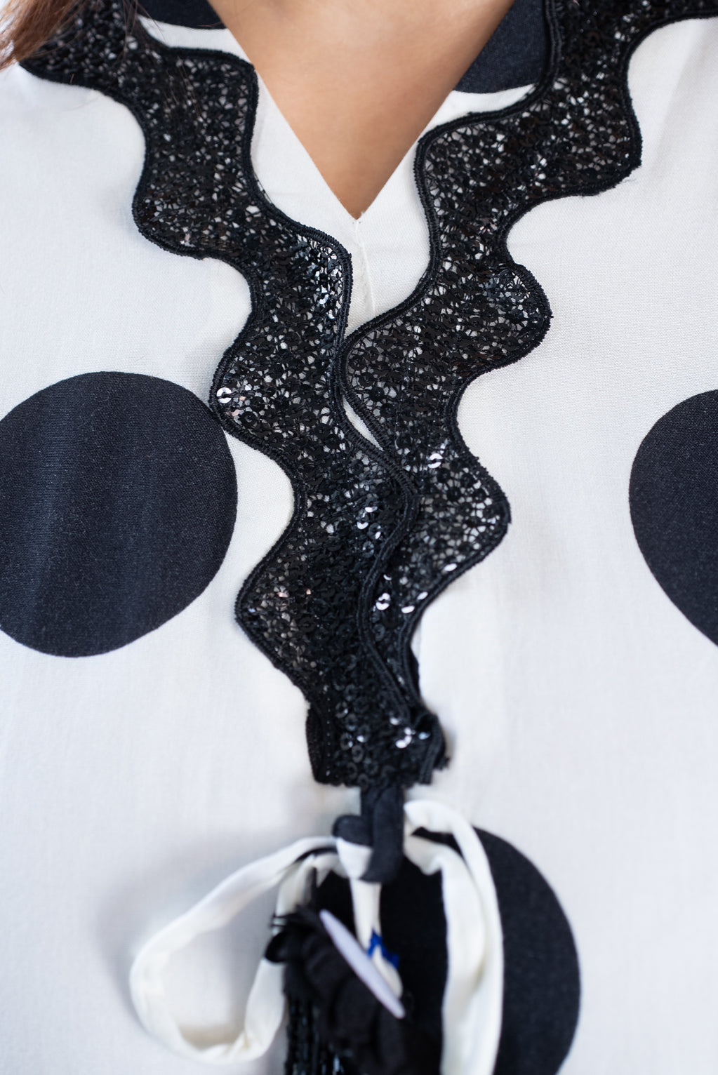 White Black Polka Dot Suit Set