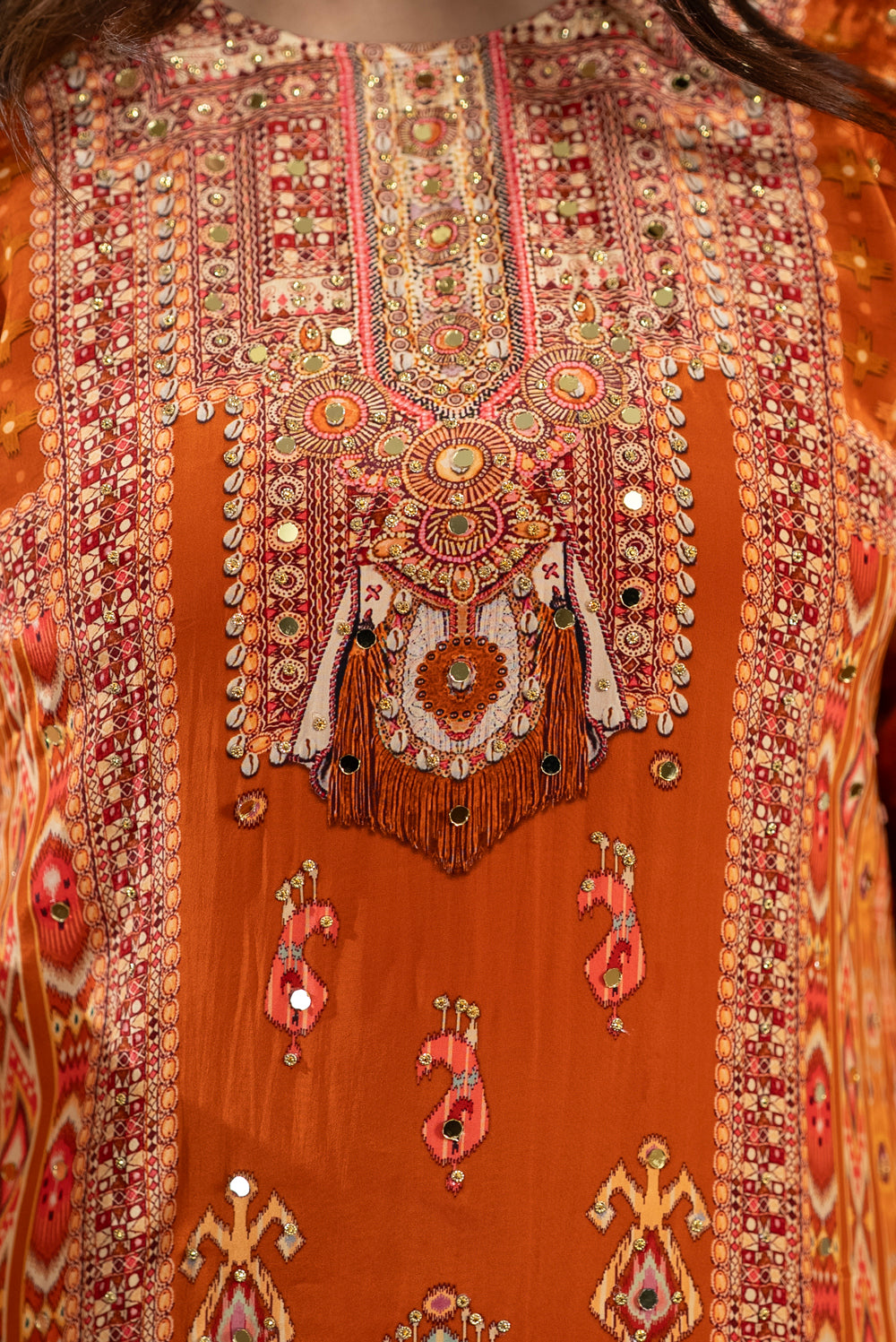 Orange Crepe Sharara Set