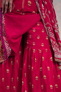 Red Crepe Sharara Set