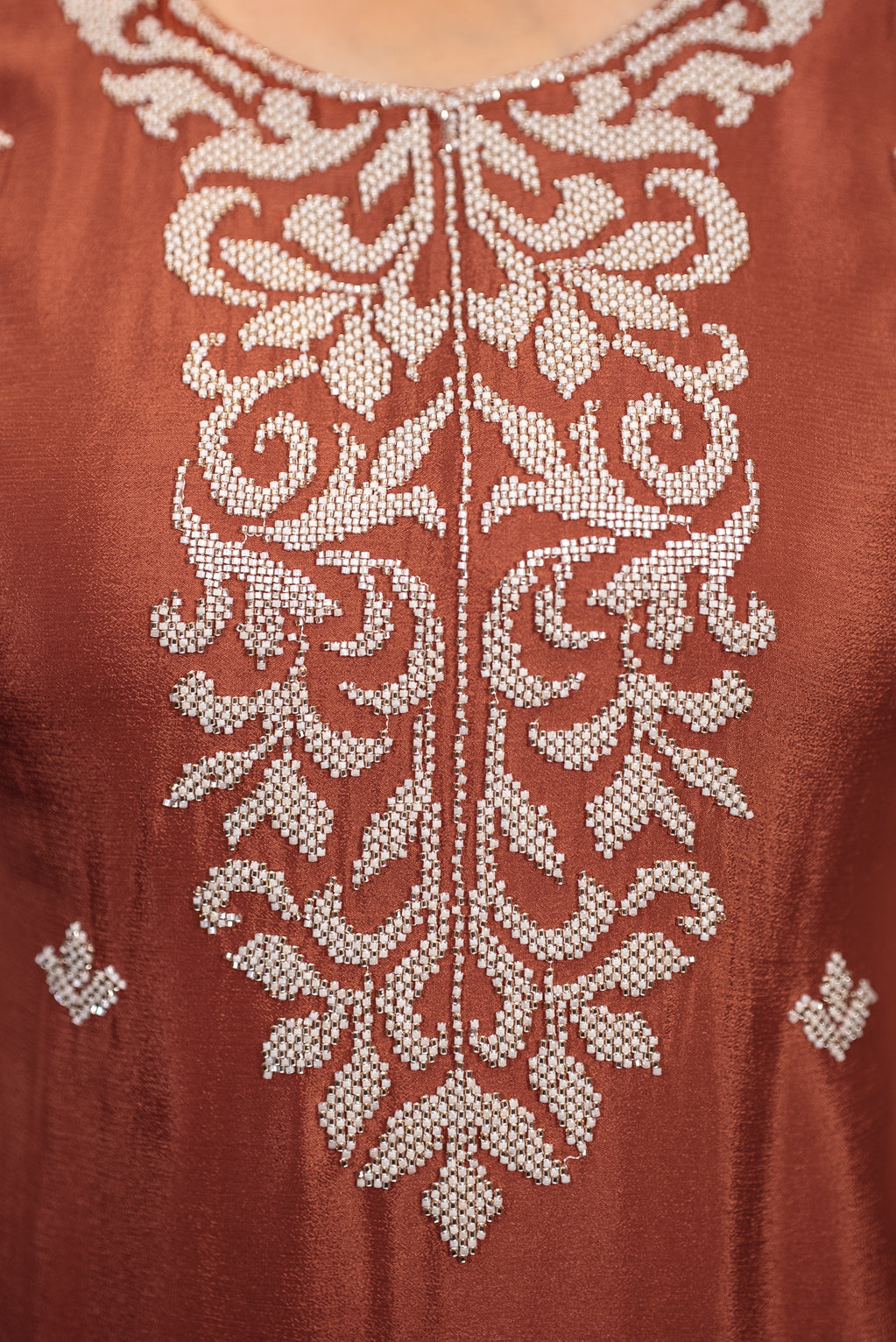 Orange Embroidered Suit Set