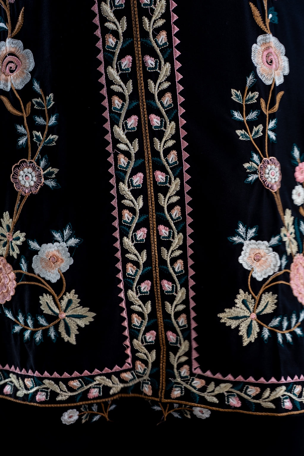 Midnight Blossom Embroidered Suit Set