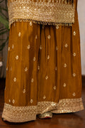 Gold Pearl Drop Sharara Suit Set