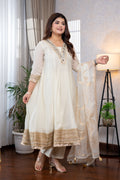 Dove White Anarkali Suit Set