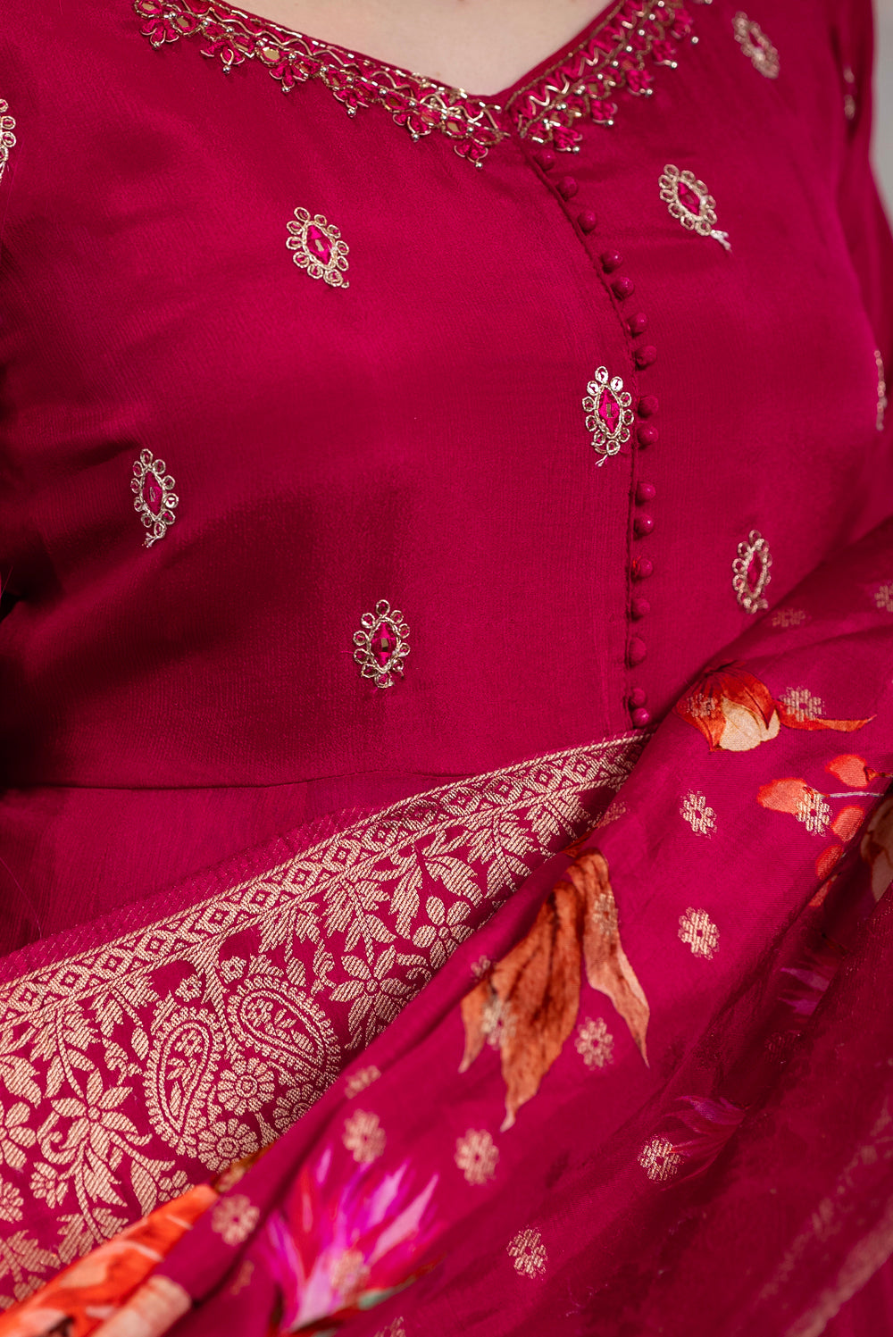 Fuchsia Anarkali Suit Set