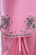 Pink White Embroidered Bell-Sleeve Suit Set