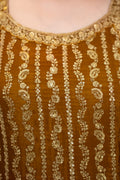 Gold Pearl Drop Sharara Suit Set