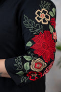Black Floral Embroidered Kurta Set