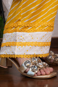 White & Yellow Embroidered Farshi Suit Set
