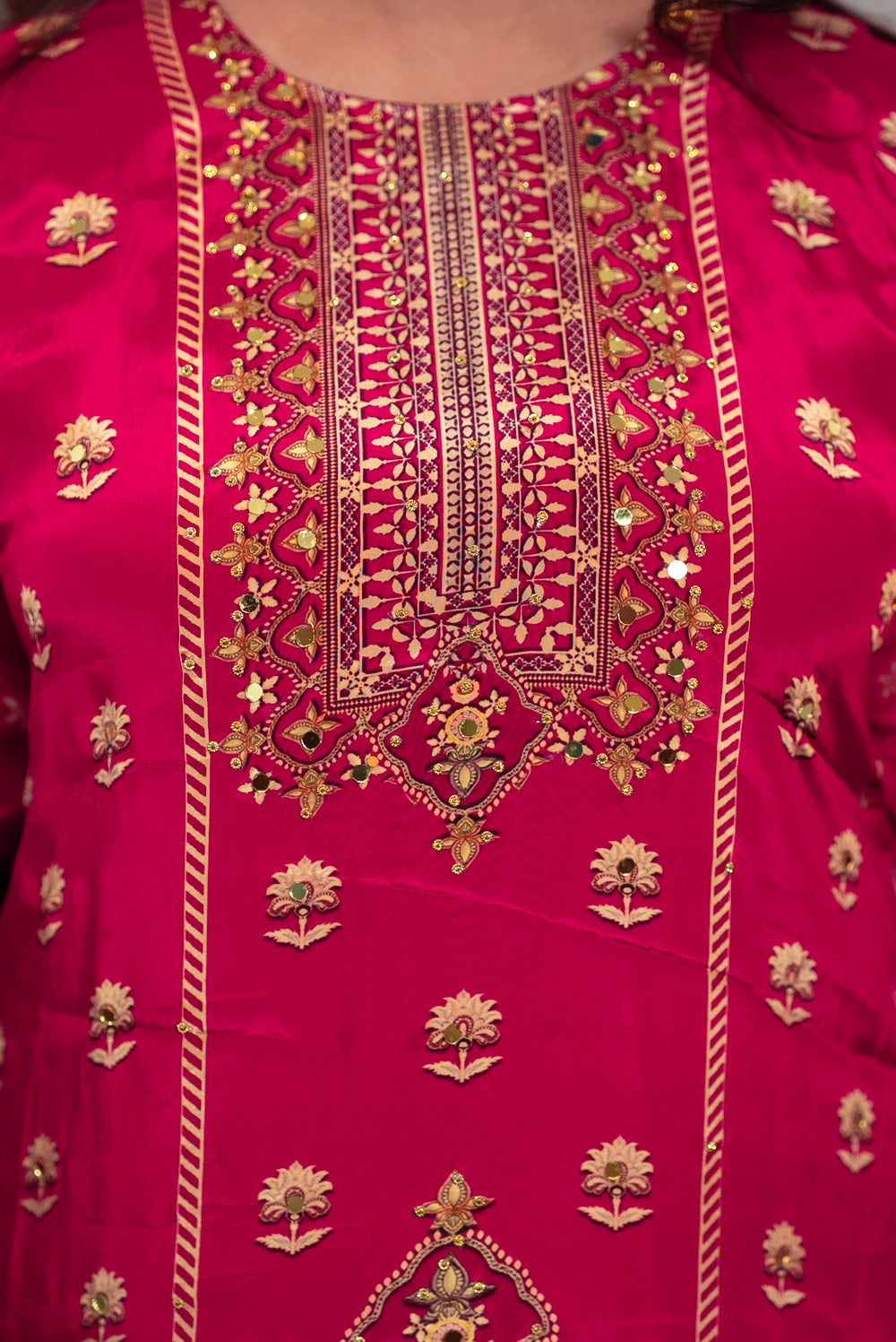Red Crepe Sharara Set