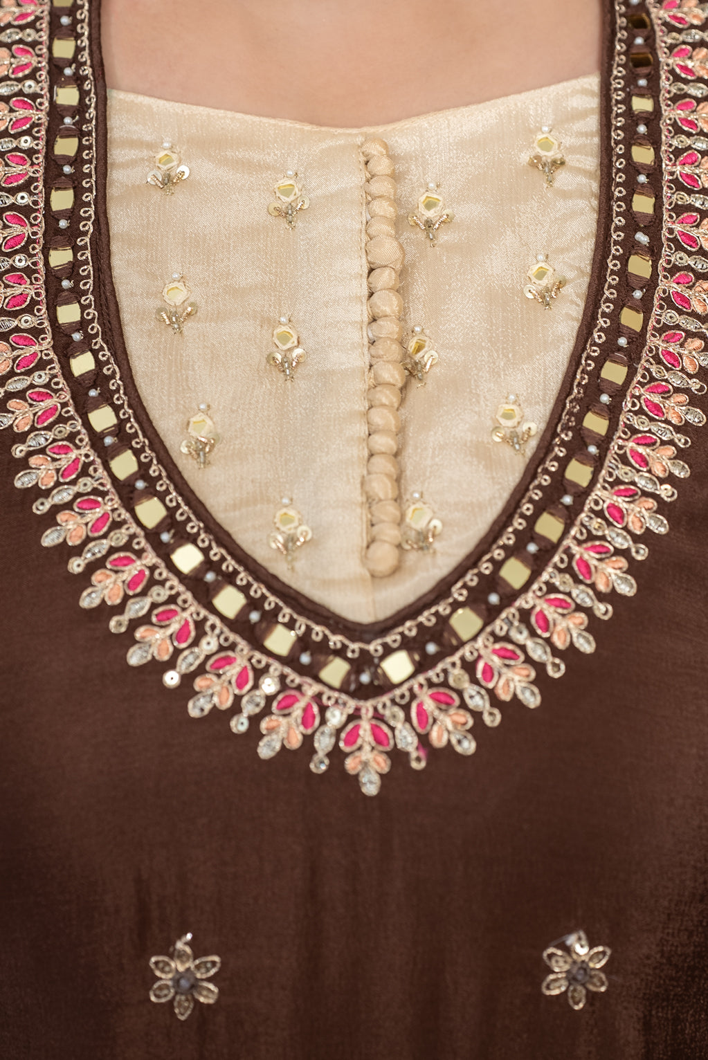 Chocolate Brown Embroidered Suit Set