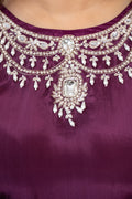 Wine Embroidered Suit Set