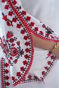 White Red Embroidered Bell-Sleeve Suit Set