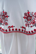 White Red Embroidered Bell-Sleeve Suit Set